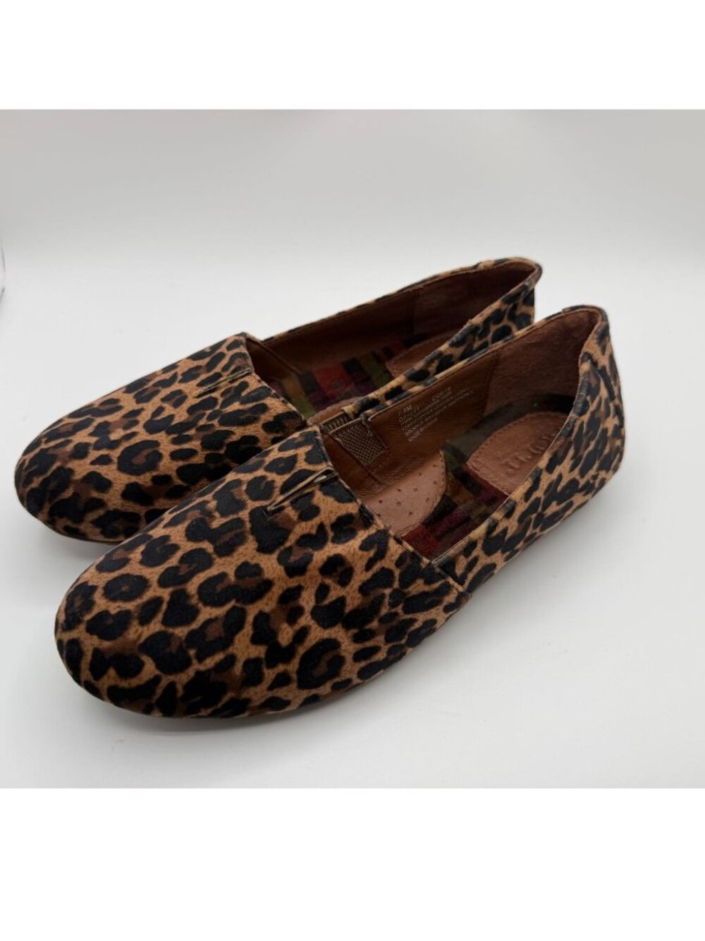 Born Sebra Leopard Print Loafers Size 7.5M Brown Fabric Casual Comfort Shoes